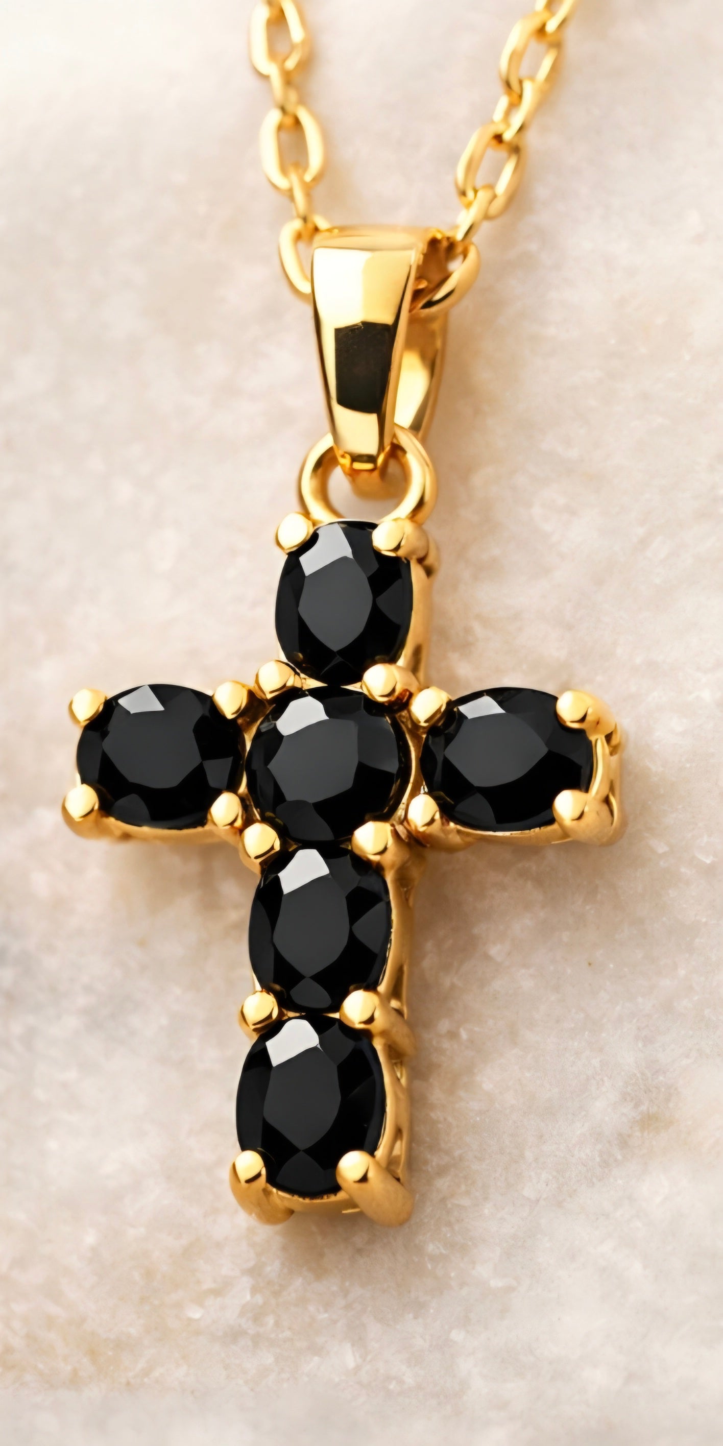 Faith Cross Necklace – Black Crystal